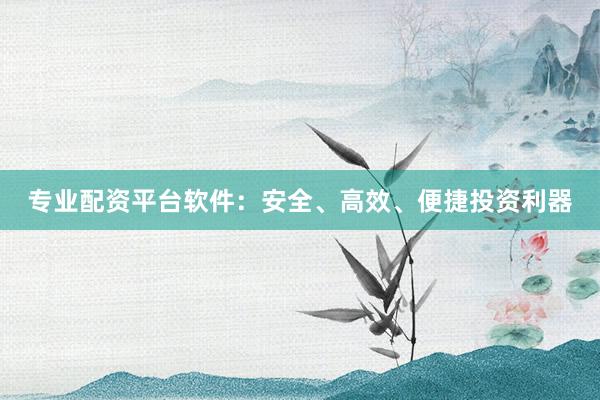 专业配资平台软件：安全、高效、便捷投资利器