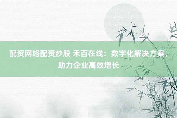 配资网络配资炒股 禾百在线：数字化解决方案，助力企业高效增长