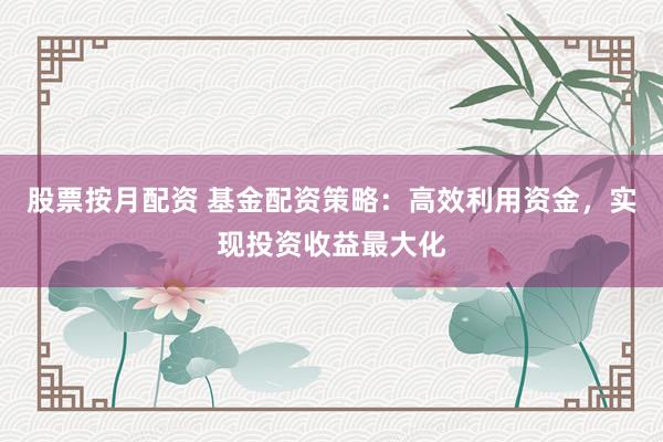 股票按月配资 基金配资策略：高效利用资金，实现投资收益最大化