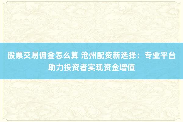 股票交易佣金怎么算 沧州配资新选择：专业平台助力投资者实现资金增值