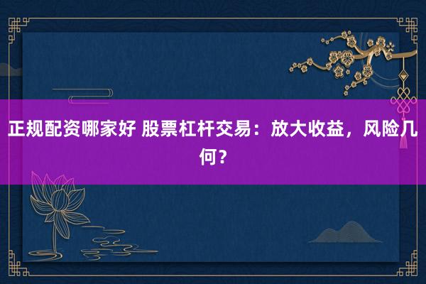 正规配资哪家好 股票杠杆交易：放大收益，风险几何？