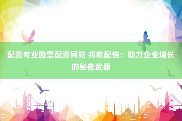配资专业股票配资网站 邦乾配倍:助力企业增长的秘密武器