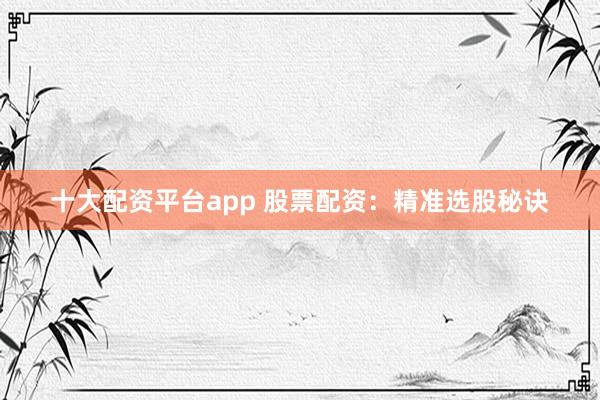 十大配资平台app 股票配资：精准选股秘诀