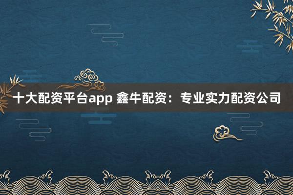 十大配资平台app 鑫牛配资：专业实力配资公司