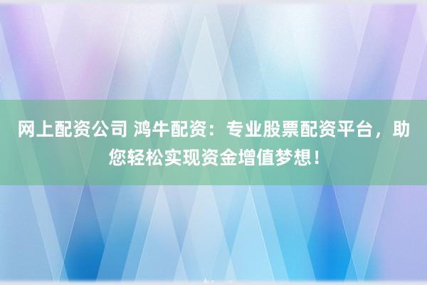 网上配资公司 鸿牛配资：专业股票配资平台，助您轻松实现资金增值梦想！