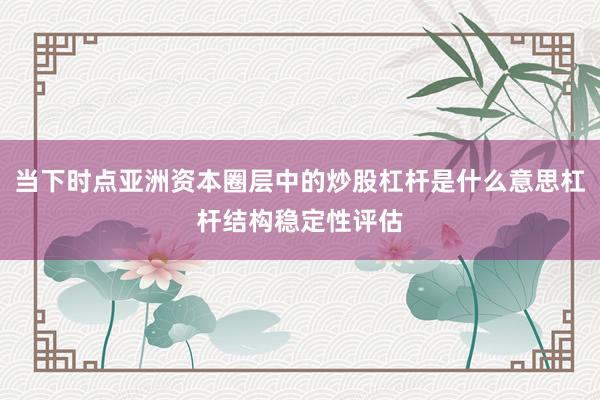 当下时点亚洲资本圈层中的炒股杠杆是什么意思杠杆结构稳定性评估